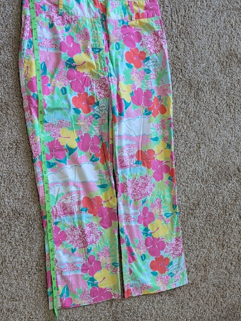 Lilly Pulitzer Bright Pink Green Yellow Floral Crop Pants - Picture 11 of 12